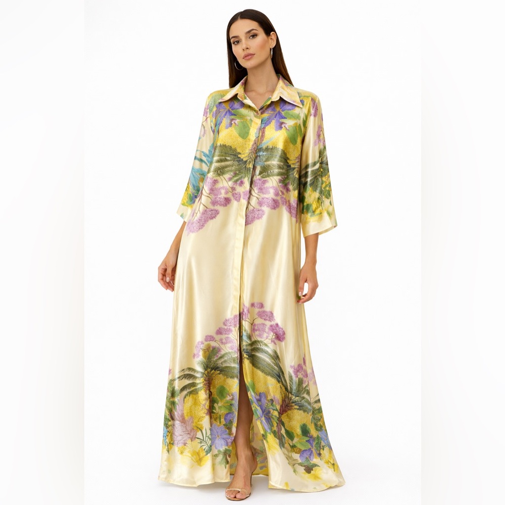 Floral Satin Maxi Dress